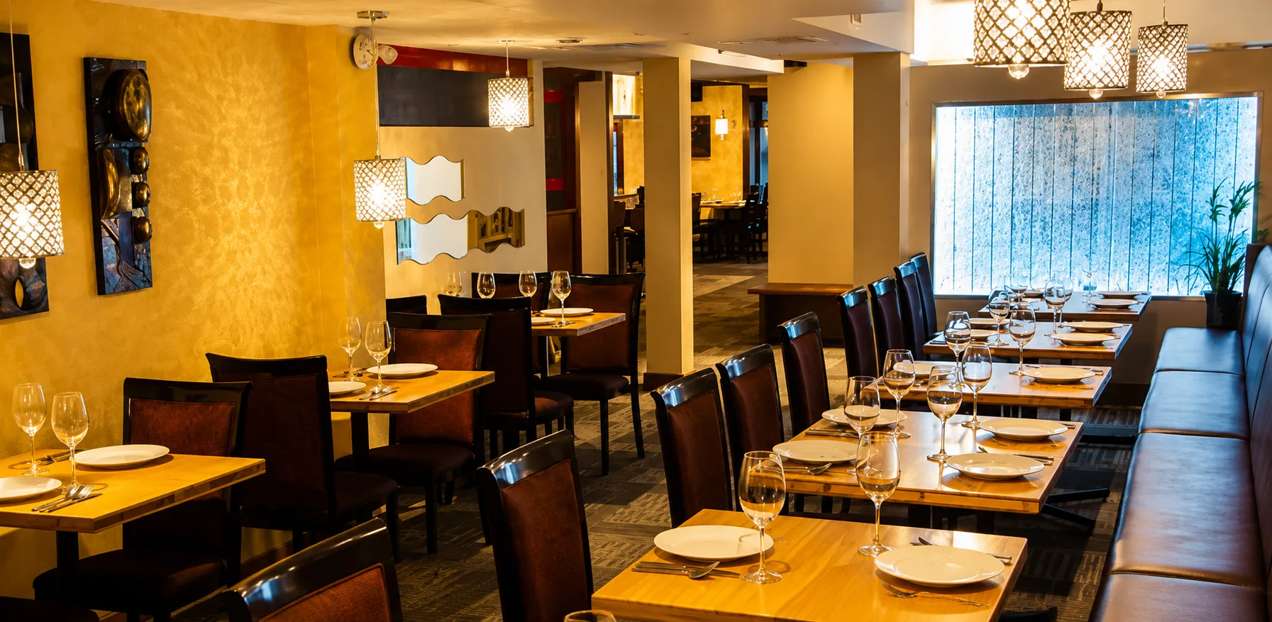 Dining room and takeout pickup area at Indian Curry House-Banff on Banff Avenue